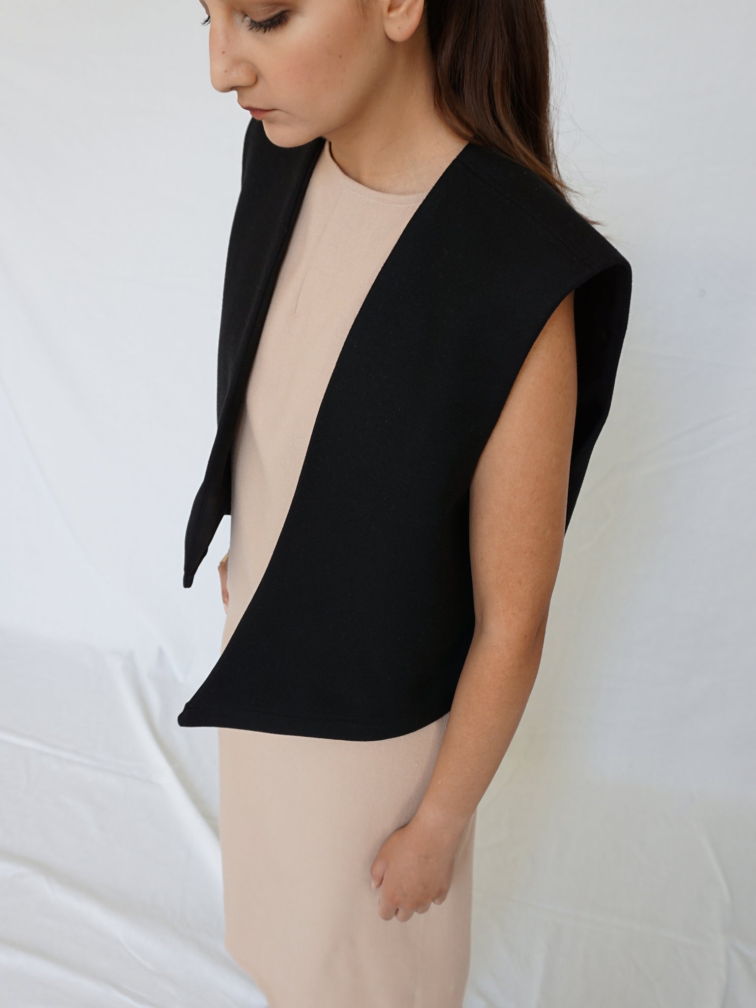 The Asymmetric Wool Vest in Black