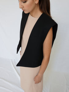 The Asymmetric Wool Vest in Black