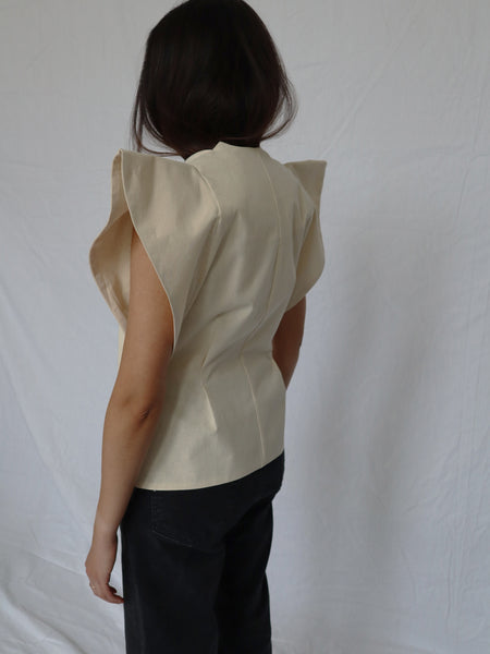 Look 03. Symmetrical Blouse with Winged Sleeves, Made to Order - BACK