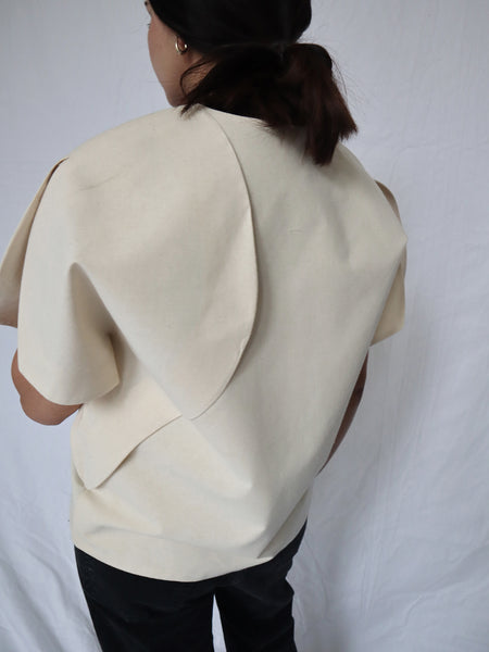 Look 01. Asymmetrical Jacket with Overlay, Made-to-Order_BACK